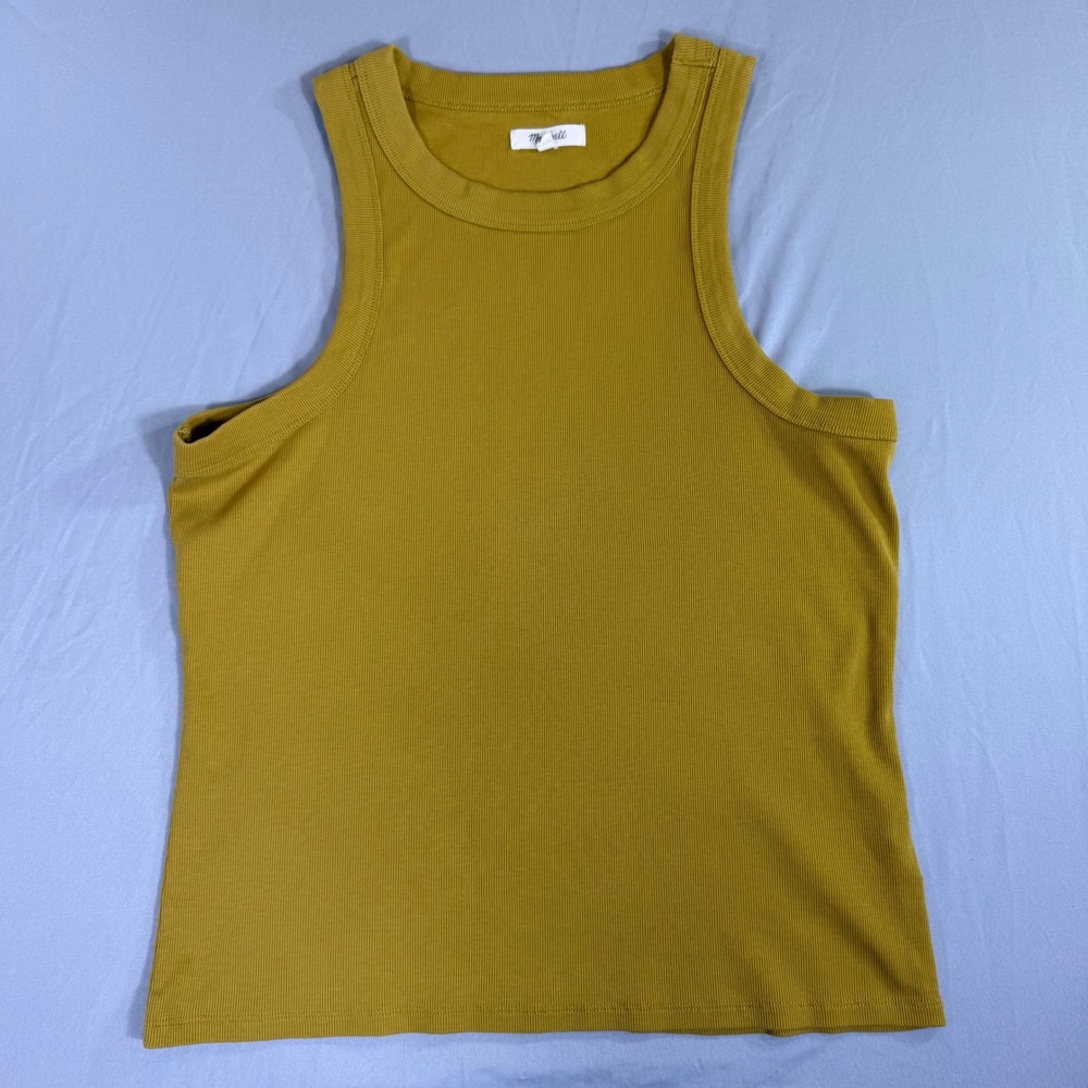 Madewell XL Mustard Yellow Ribbed High-Neck Tank Top Earthly Boho Fall Warm